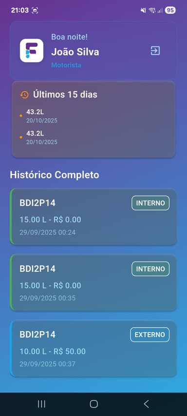 Fleet Flow App - Histórico